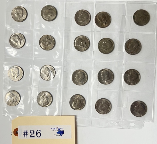 20PC KENNEDY HALF DOLLARS