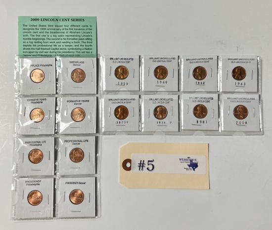 LOT OF LINCOLN BRILLIANT UNCIRCULATED CENTS