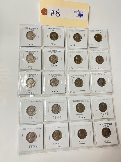 LOT OF NICKELS BRILLIANT UNCIRCULATED AND OLD JEFFERSON NICKELS