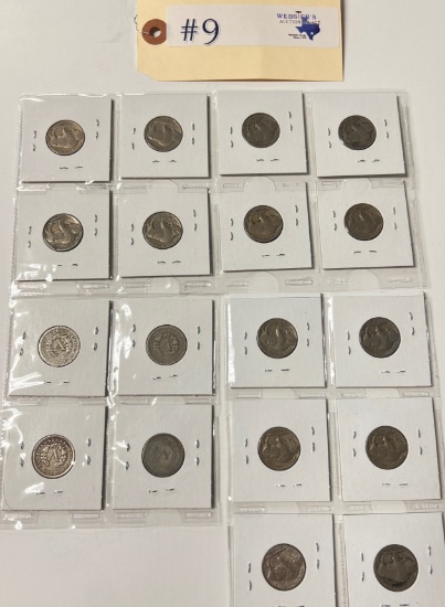 LOT OF 18PC BUFFALO AND V-NICKELS