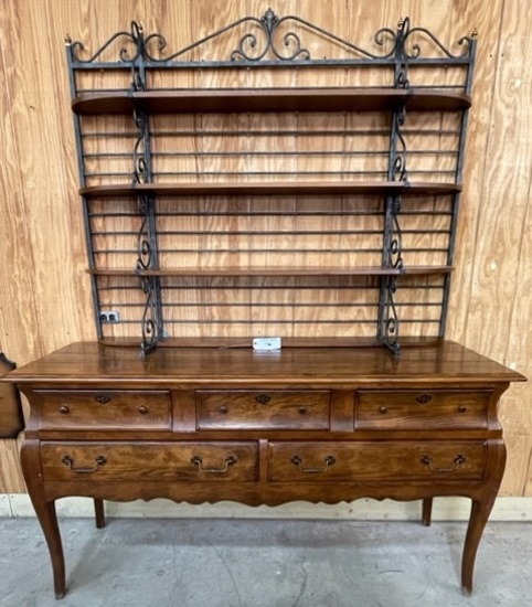 HENREDON FRENCH PROVINCIAL SIDEBOARD W/ FRENCH COUNTRY BAKER'S RACK