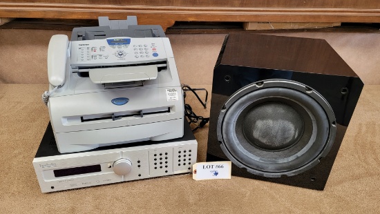 BROTHER SCAN/FAX/COPY MACHINE, VELODYNE SUBWOOFER, LEXICON RECEIVER
