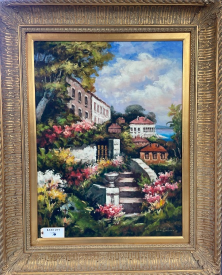 LARGE FRAMED OIL ON CANVAS SIGNED BY LAN BEACON