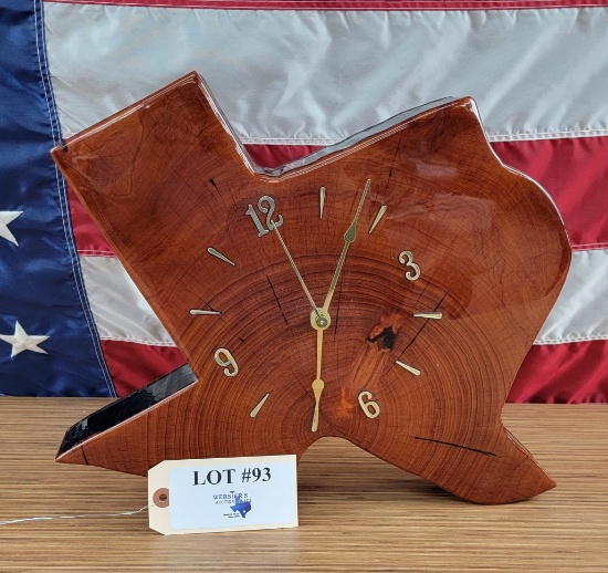 CARVED WOOD STATE OF TEXAS CLOCK