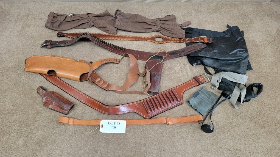LOT OF BIANCHI LEATHER HOLSTERS, BELTS, AMMO HOLDERS, SLINGS ETC.