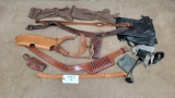 LOT OF BIANCHI LEATHER HOLSTERS, BELTS, AMMO HOLDERS, SLINGS ETC.