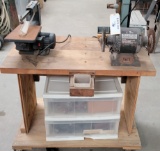 TABLE WITH DOUBLE BENCH GRINDER, CRAFTSMAN 13
