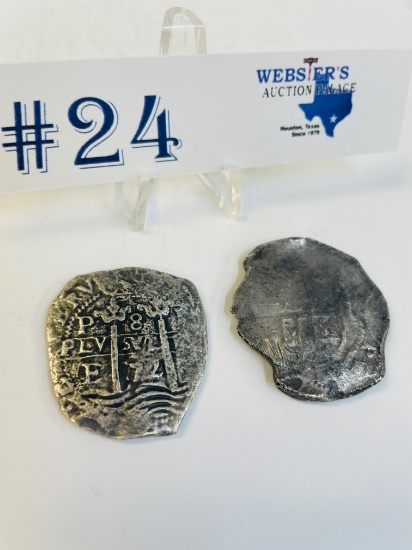 2 SILVER 1700'S SHIPWRECK COINS