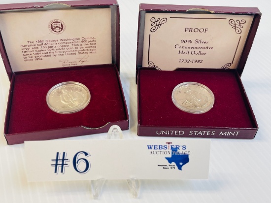 2 GEORGE WASHINGTON 1982 250TH ANNIVERSARY HALF DOLLAR PROOFS IN BOX