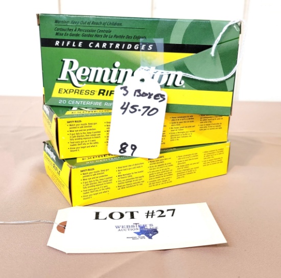 3 BOXES REMINGTON .45-70 AMMO