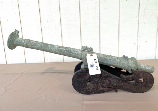 BRONZE LANTAKA STYLE CANNON APP. 1 INCH BORE