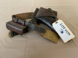 US MILITARY LEATHER BELT, HOLSTER AND CARTRIDGE BOX