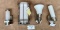 LOT OF 4 CHROME AND NICKEL WHITE GLASS WALL SCONCES