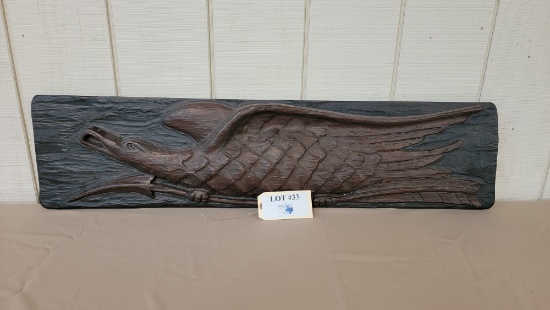 LARGE CARVED WOOD WALL PLAQUE