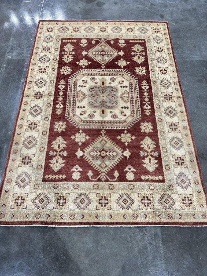 HAND KNOTTED AFGHANISTAN KAZAK WOOL RUG 5'6" X 7'11"