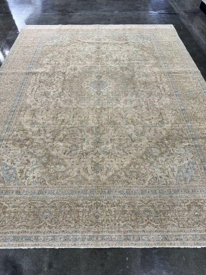 HAND KNOTTED PERSIAN VINTAGE KASHAN WOOL RUG 9'6''X12'9''