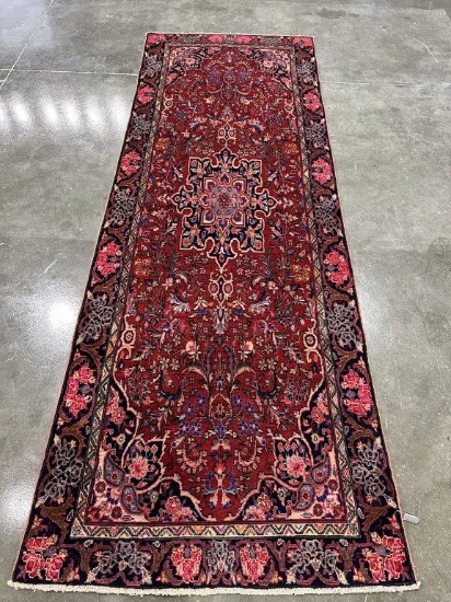 HAND KNOTTED PERSIAN BIJAR WOOL RUG 3'4" X 9'3"