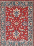 HAND KNOTTED AFGHANISTAN ZIEGLER WOOL RUG 4'9