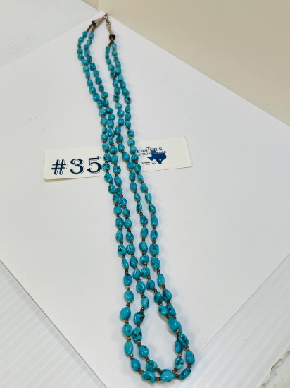 24" TURQUOISE NECKLACE WITH STERLING SILVER CLASP