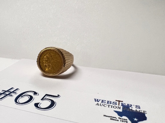 14KT YELLOW GOLD 1909 INDIAN $2 1/2 GOLD COIN RING