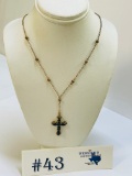 STERLING SILVER SAPPHIRE CROSS NECKLACE