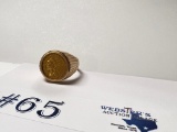 14KT YELLOW GOLD 1909 INDIAN $2 1/2 GOLD COIN RING