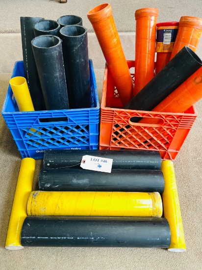 LOT OF PLASTIC FIREWORK ARTILLERY SHELLS IN CRATES