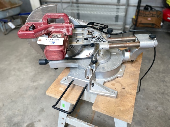 TOOL SHOP 12" SLIDING COMPOUND MITER SAW WITH EXTRA BLADE AND RIDGID STAND