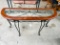 WROUGHT IRON GLASS TOP HALL TABLE