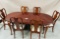 DINING TABLE WITH 6 CHAIRS, 2 LEAVES AND CUSTOM FIT COVER