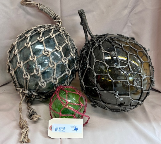 LOT OF 3 GLASS JAPANESE BUOYS