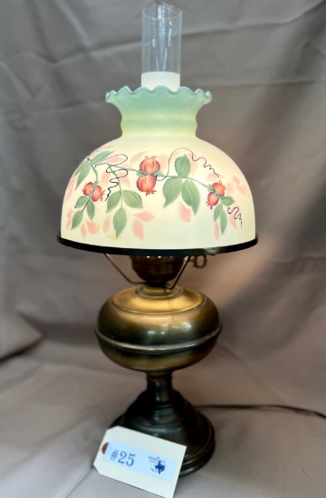 BRASS HAND PAINTED TABLE LAMP
