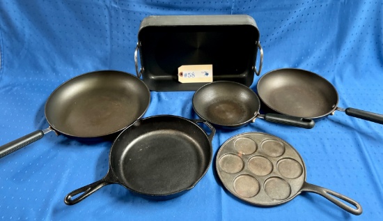 LOT OF SKILLETS - SOME CAST IRON