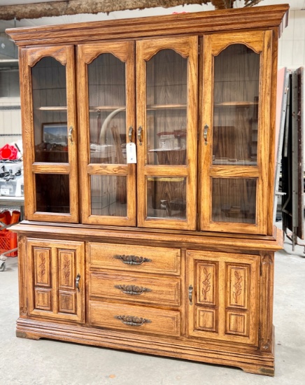 LARGE OAK CHINA CABINET