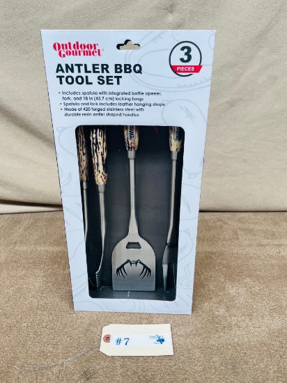 NEW ANTLER HANDLE BBQ TOOL SET