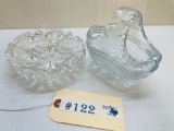 2PC CRYSTAL MINT DISH AND BASKET