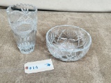 2PC CRYSTAL VASE AND CENTER BOWL