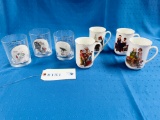 2 SETS OF NORMAN ROCKWELL GLASSES AND MUGS