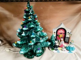 2PC CUSTOM MADE LIGHTED CHRISTMAS TREE AND HOLIDAY SCENE