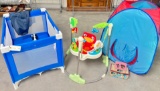 CHILD'S BOUNCE SEAT, PACK - N-PLAY AND TENT