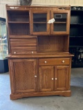 ANTIQUE OAK KITCHEN CABINET WITH PORCELAIN KNOBS