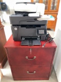 2 DRAWER LOCKING FILE CABINET WITH HP AND DELL PRINTERS