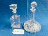2PC LIQUOR DECANTERS - 1 SIGNED CRYSTAL