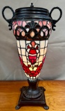 LEAD GLASS TABLE LAMP WITH BRONZE BASE