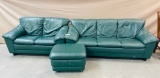3PC ITALIAN LEATHER SOFA, LOVESEAT AND FOOTSTOOL SET