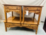 3PC OAK COFFEE AND SIDE TABLE SET