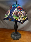LEAD GLASS TABLE LAMP WITH BRONZE BASE
