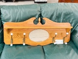 OAK COAT / HAT SHELF WITH MIRROR