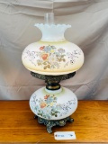 HAND PAINTED HURRICANE PARLOR LAMP