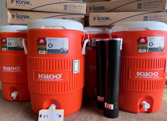 LOT OF NEW IGLOO COOLERS AND CUPS